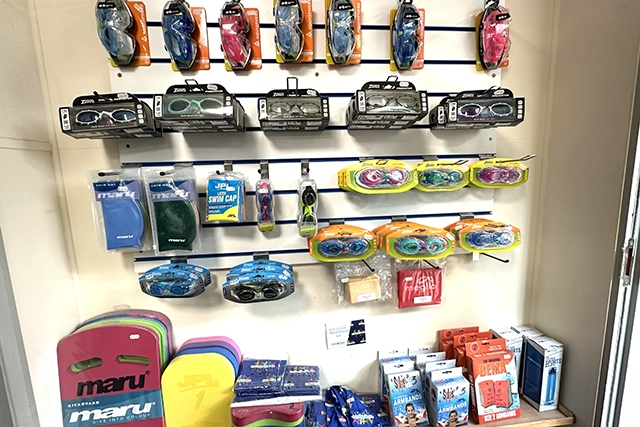 Image of goggles and swim aids available at West Wight Sports and Community Centre shop