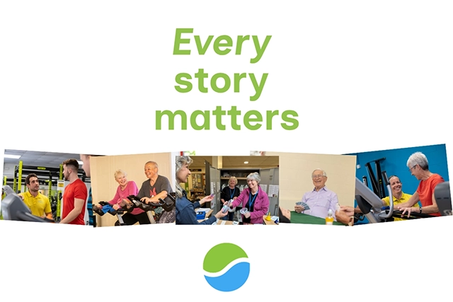 Every Story Matters A collage of images shows seniors participating in various activities like exercise and playing cards. The text "Every story matters" is overlaid in green.